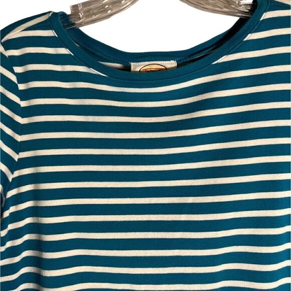 Talbots Green and White Striped Women's Size Large Long Sleeve Tee - Picture 3 of 11